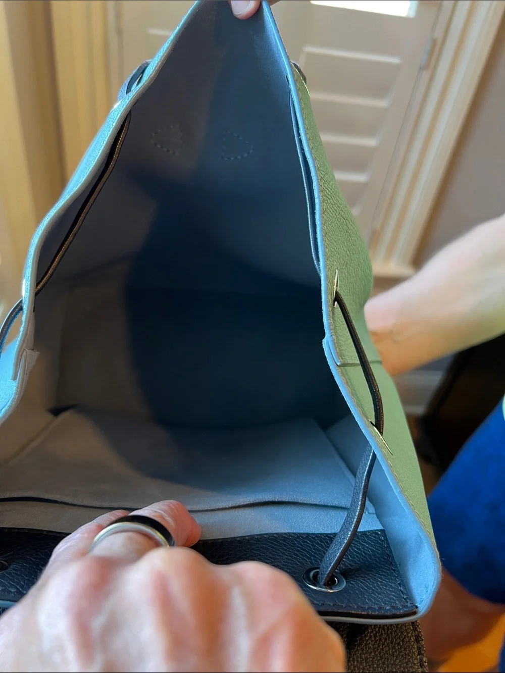 Louis Vuitton Black and Blue Leather Top-Handle Backpack